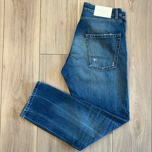 ICON DENIM KANYE BLUE 5-POCKET JEANS WITH LOGO PATCH IN COTTON DENIM